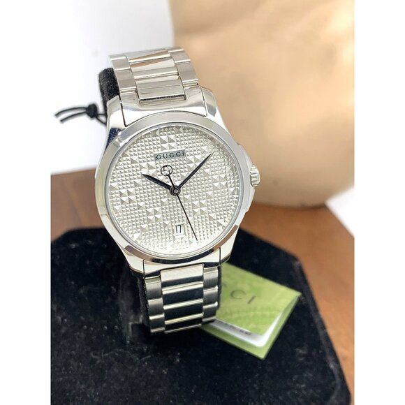 Gucci Women's Watch YA126551 G-Timeless Swiss Quartz Silver Dial Steel 27mm - Picture 1 of 14